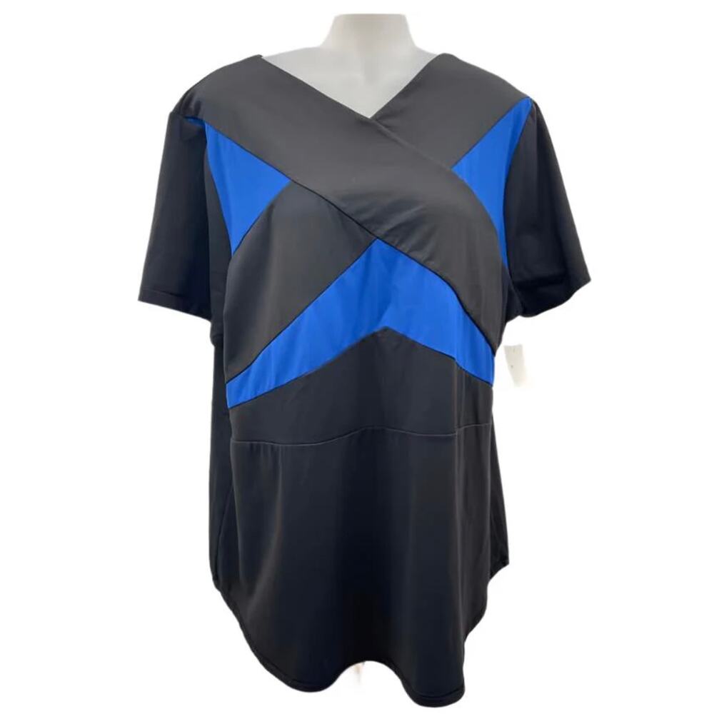 Game‎ by Universal Standard Power Move Black Blue Athletic T-Shirt Large / 2X